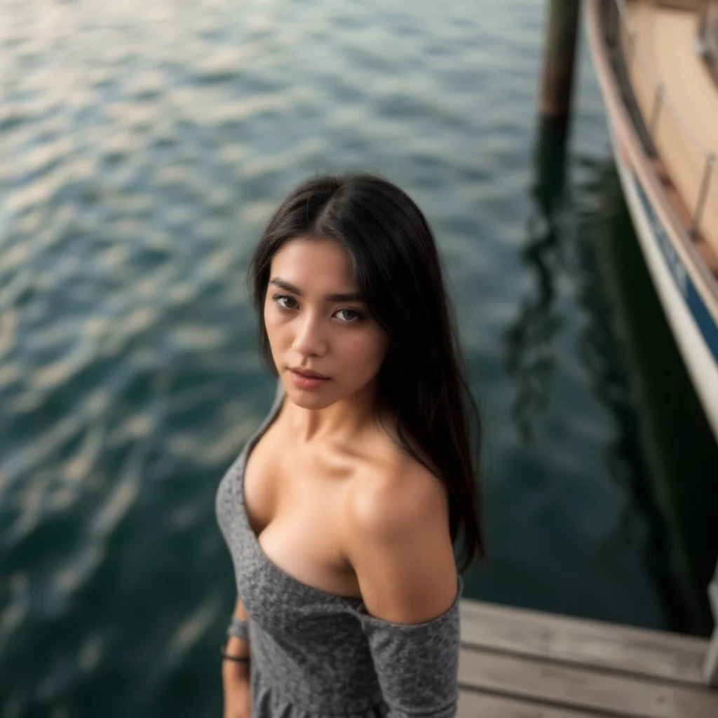 Synthetic talent — lifelike AI avatar at a harbor